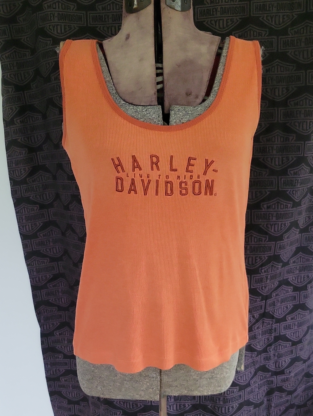 Harley-Davidson Tank Top Medium Orange Vintage